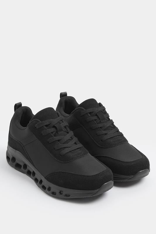  Yours Black Chunky Runner Trainers In Extra Wide EEE Fit