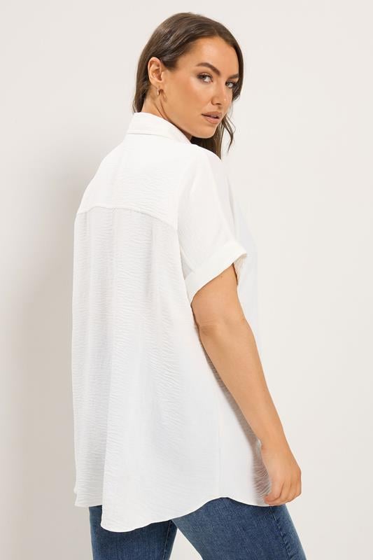 YOURS Plus Size White Grown On Sleeve Shirt | Yours Clothing 2