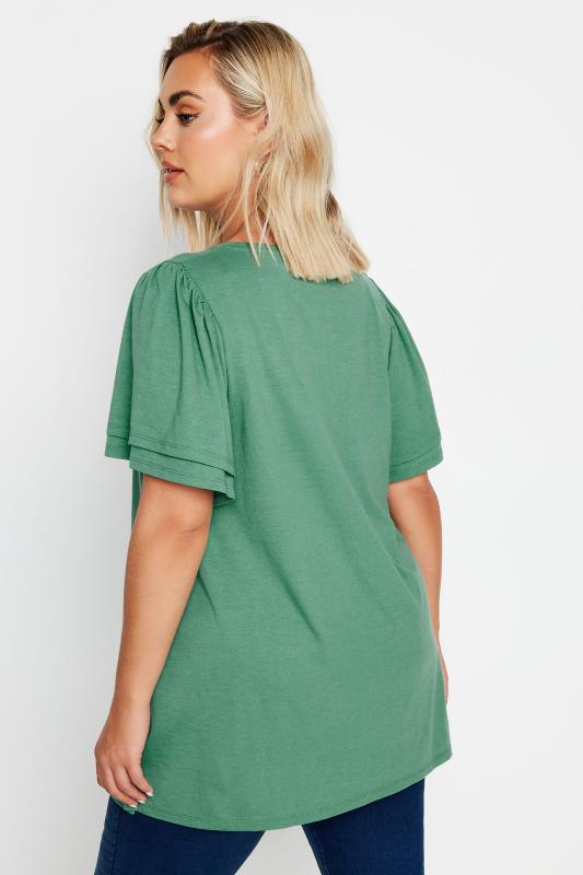 YOURS Plus Size Green Double Angel Sleeve T-Shirt | Yours Clothing  4