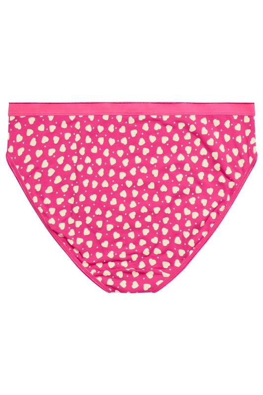 YOURS Plus Size 5 PACK Pink Heart Print Full Briefs | Yours Clothing  6