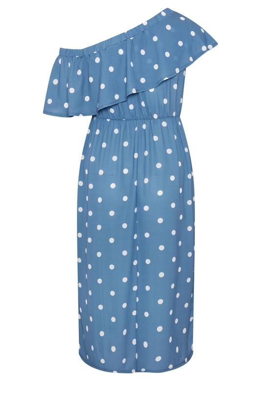 LIMITED COLLECTION Plus Size Blue Polka Dot Frill Dress | Yours Clothing 6