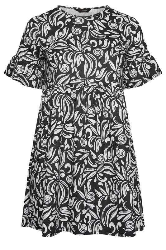 YOURS Plus Size Black Abstract Print Smock Tunic Dress | Yours Clothing 6