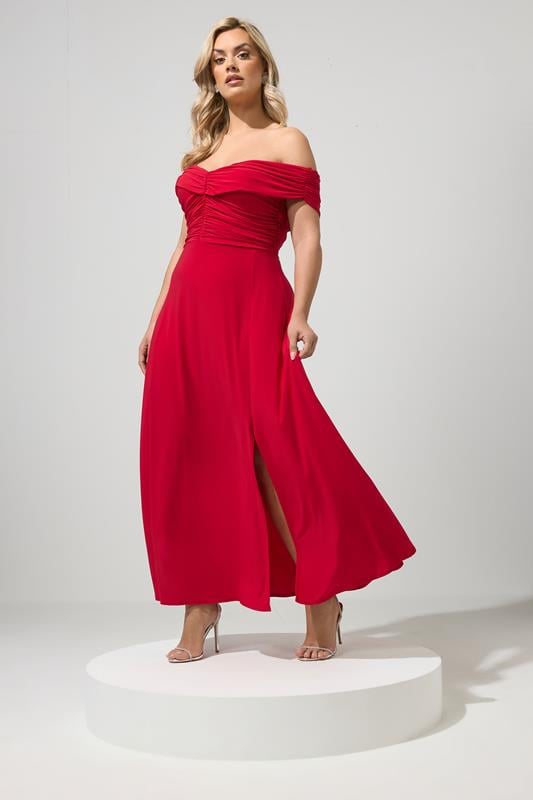  YOURS LONDON Curve Red Bardot Maxi Dress