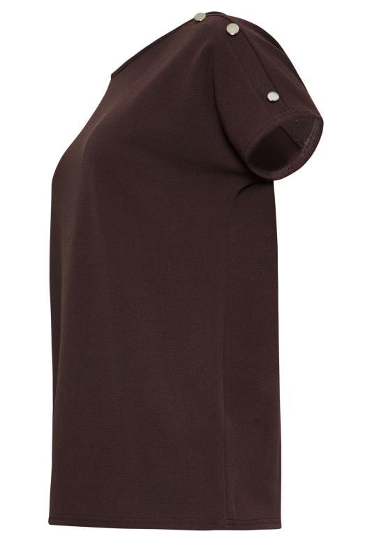 LTS Tall Brown Shoulder Button Detail Top | Long Tall Sally 6