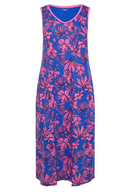 Evans Blue & Pink Floral Maxi Dress 5