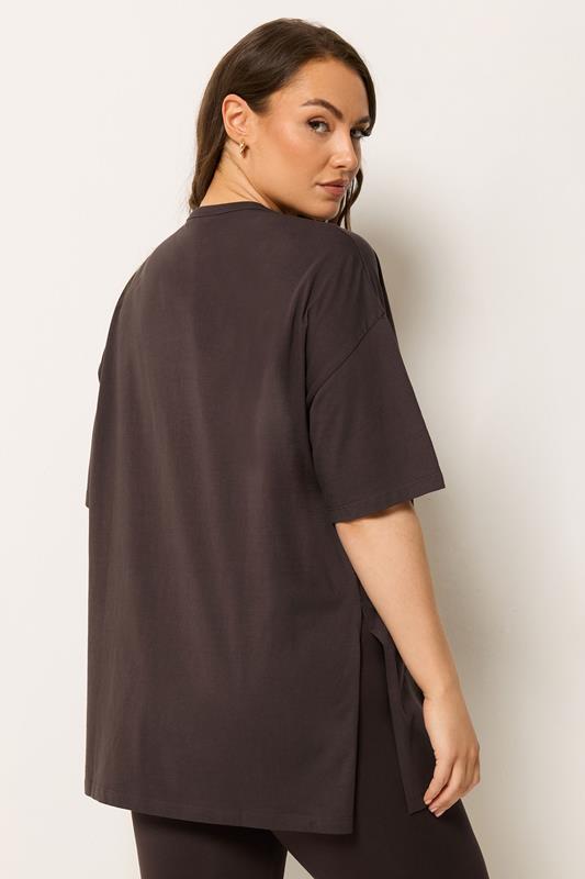 YOURS Plus Size Chocolate Brown Longline T-Shirt | Yours Clothing 4