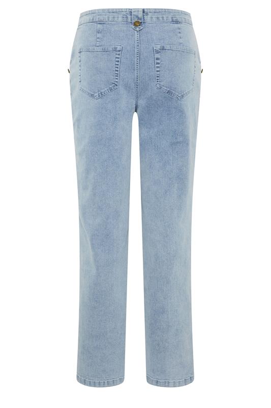 LTS Tall Women's Light Blue Button Detail Straight Leg Jeans | Long Tall Sally 6