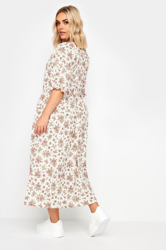 LIMITED COLLECTION Plus Size White Vintage Floral Textured Midaxi Dress | Yours Clothing 3