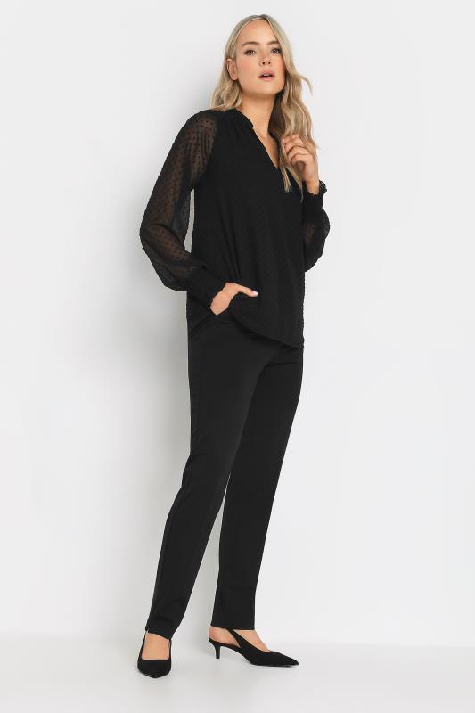 LTS Tall Black Dobby Spot Long Sleeve Blouse | Long Tall Sally 2