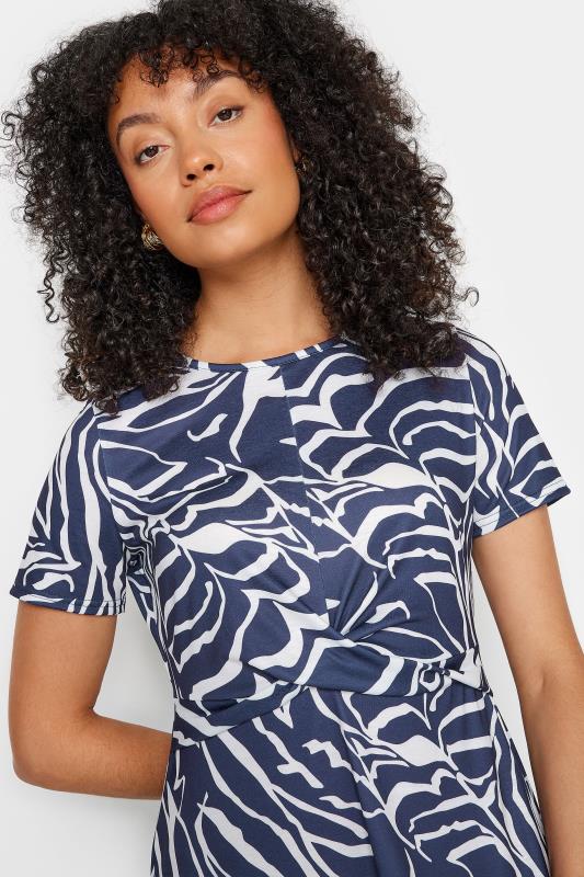 M&Co Navy Blue & White Abstract Print Short Sleeve Midi Dress | M&Co 5