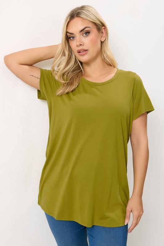 YOURS Plus Size Chartreuse Green Core T-Shirt | Yours Clothing 1