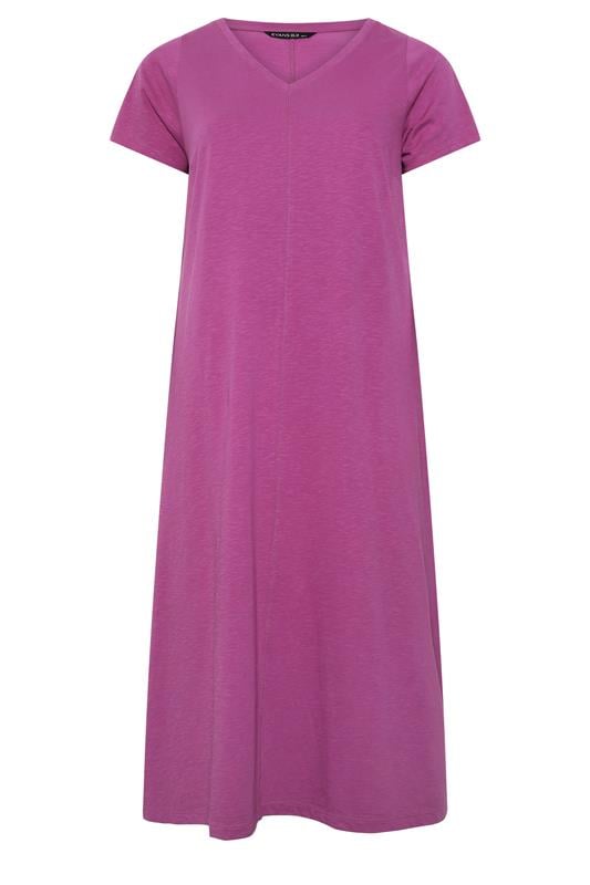 EVANS Plus Size Purple Cotton Midi Dress | Evans 5