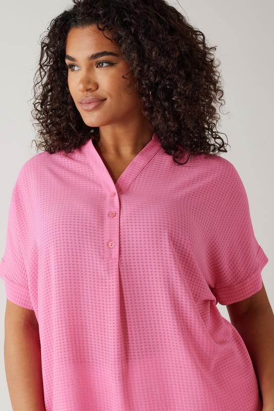 EVANS Plus Size Pink Woven Check Blouse | Evans  4