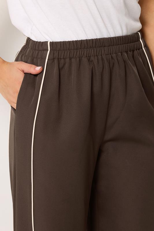 LTS Tall Women's Chocolate Brown Piped Wide Leg Trousers | Long Tall Sally 4