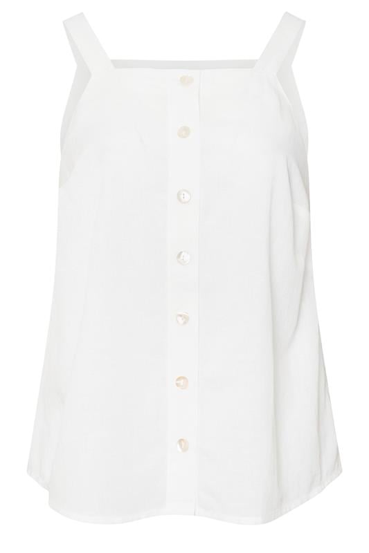 YOURS Plus Size White Square Neck Vest Top | Yours Clothing 5