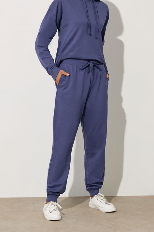 LTS Tall Blue Jersey Drawcord Cuffed Joggers | Long Tall Sally 1