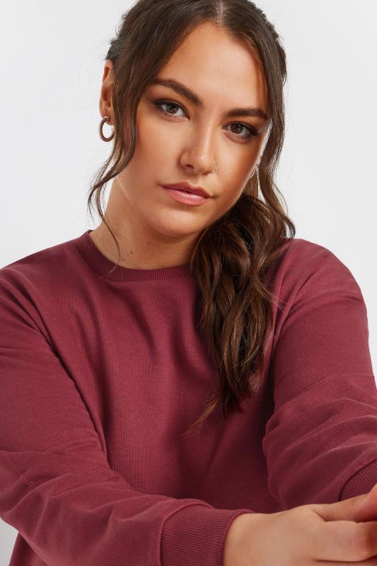 YOURS Plus Size Washed Red Crew Neck Sweatshirt | Yours Clothing 4