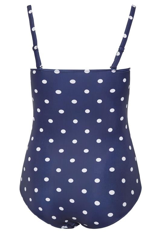 YOURS Plus Size Navy Blue Polka Dot Shirred Swimsuit | Yours Clothing 8