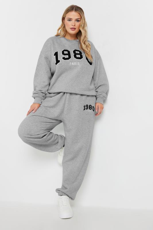 YOURS Plus Size Light Grey '1980' Slogan Sweatshirt | Yours Clothing  3