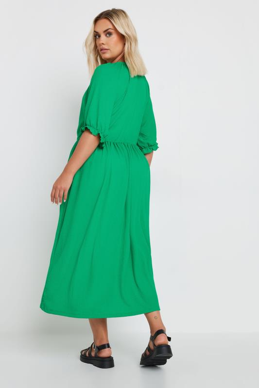 YOURS Plus Size Green Textured Midaxi Dress | Yours Clothing  3