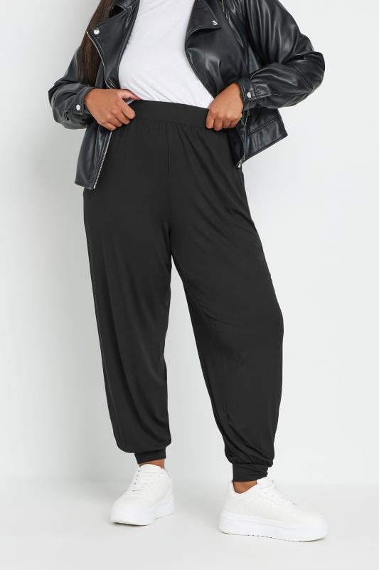 YOURS Plus Size Black Cuffed Harem Joggers | Yours Clothing 1