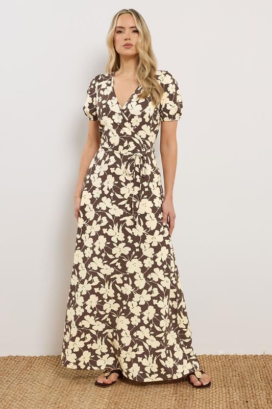  LTS Tall Brown Floral Wrap Maxi Dress