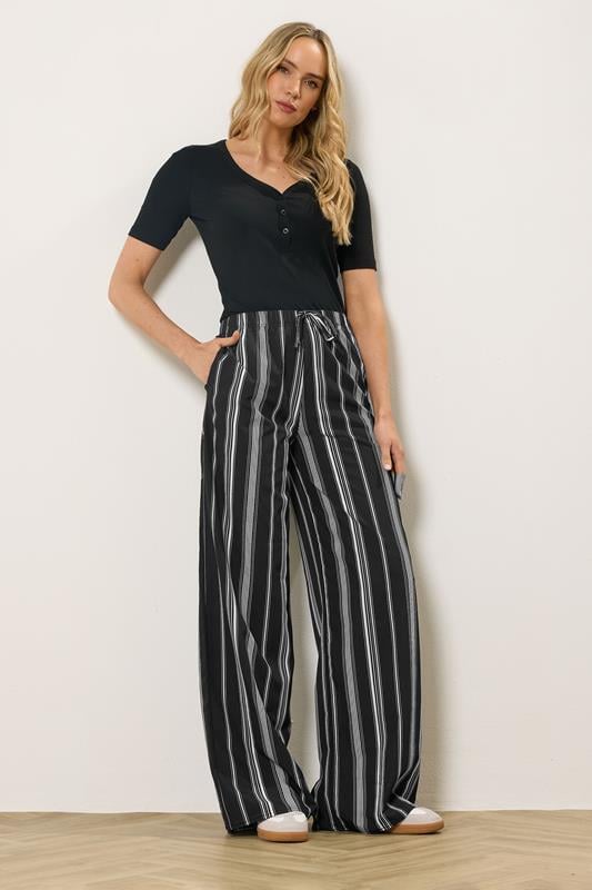 LTS Tall Black Stripe Wide Leg Trousers