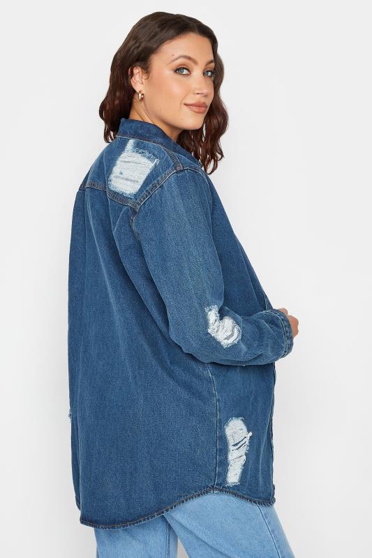 LTS Tall Women's Blue Distressed Denim Shirt | Long Tall Sally 3