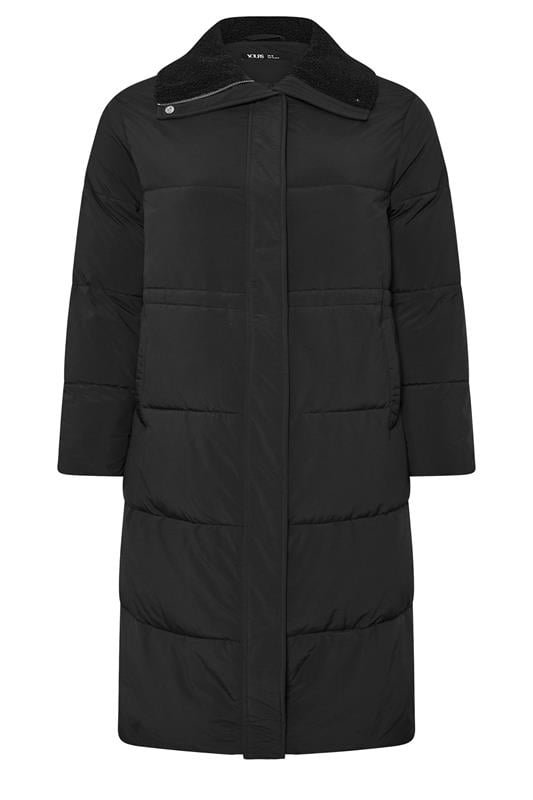 YOURS Plus Size Black Funnel Neck Midi Coat | Yours Clothing 4