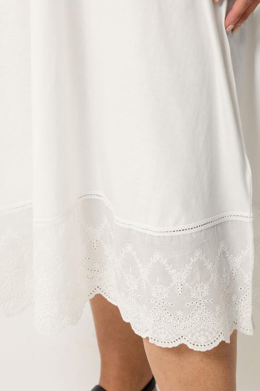 YOURS Plus Size Ivory White Broderie Anglaise Trim Dress | Yours Clothing 4