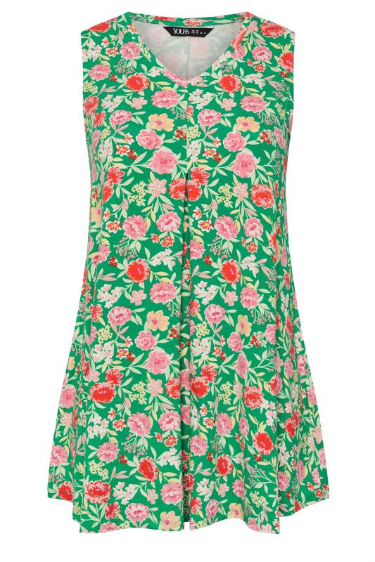 YOURS Plus Size Green Floral Print Swing Vest Top | Yours Clothing 5