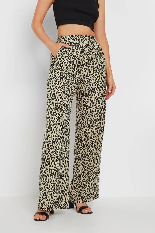 LTS Tall Women's Natural Brown Leopard Print Wide Leg Trousers | Long Tall Sally 5