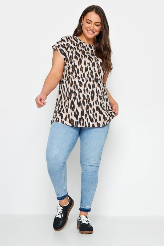 YOURS Plus Size Pink Leopard Print T-Shirt | Yours Clothing 2