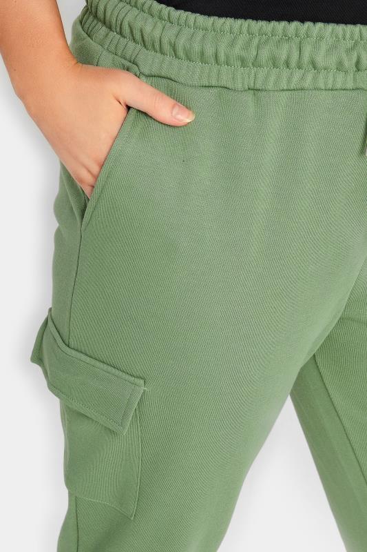 YOURS Curve Sage Green Cargo Pocket Cropped Joggers 3