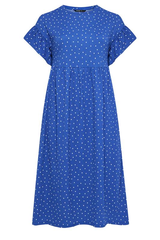 YOURS Plus Size Blue Polka Dot Midi Dress | Yours Clothing 5