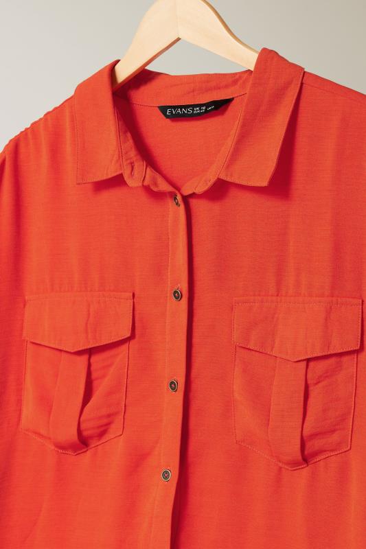 EVANS Plus Size Orange Long Sleeve Utility Shirt | Evans  6