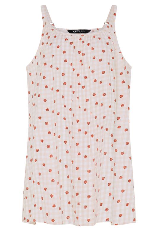 YOURS Curve Pink Gingham Strawberry Print Swing Vest | Yours Clothing  5