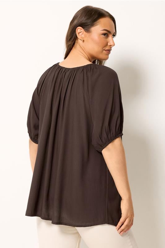 YOURS Plus Size Chocolate Brown Button Through Top | Yours Clothing 2