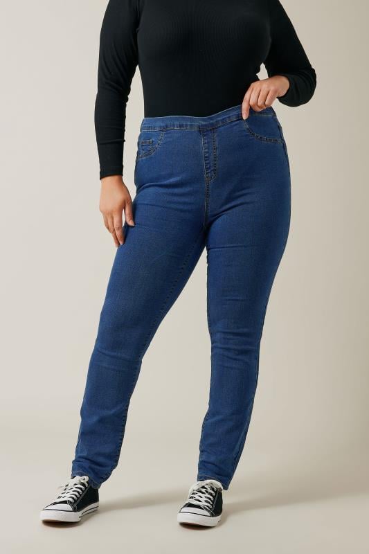 Long Length Mid Wash Denim Jegging 1