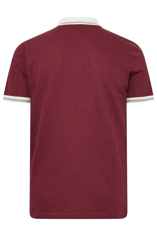 BadRhino Big & Tall Wine Red Mini Check Tipped Polo Shirt | BadRhino 6