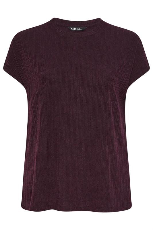 YOURS Plus Size Dark Purple Knitted T-Shirt | Yours Clothing 5