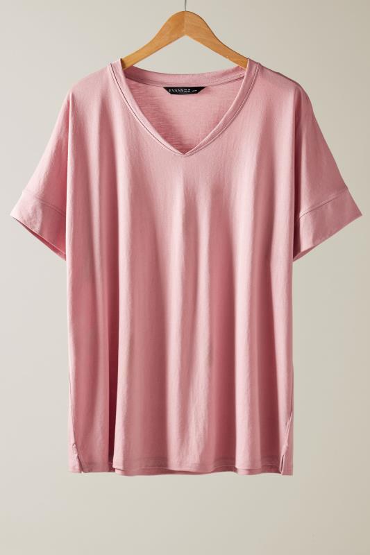 Pink t shirt v neck best sale