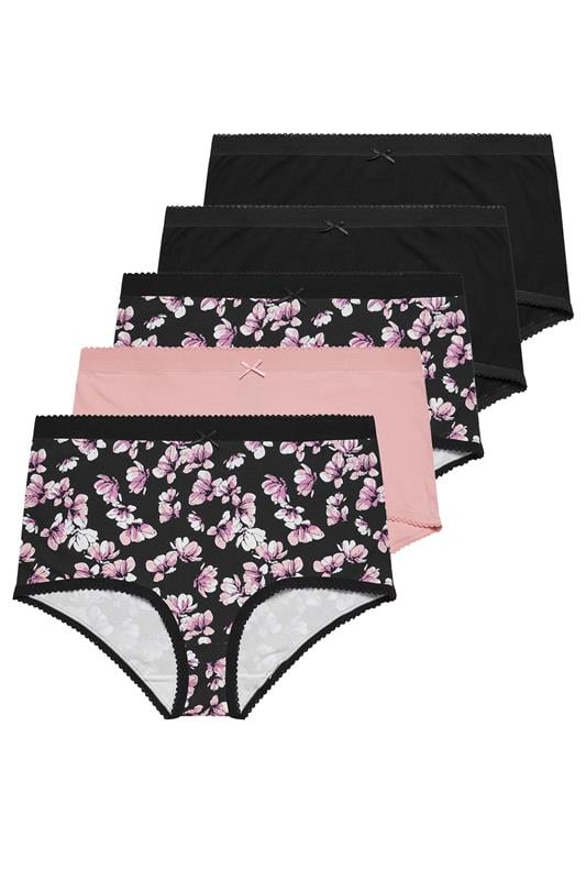  YOURSET 5 PACK Curve Pink Inky Floral Full Briefs