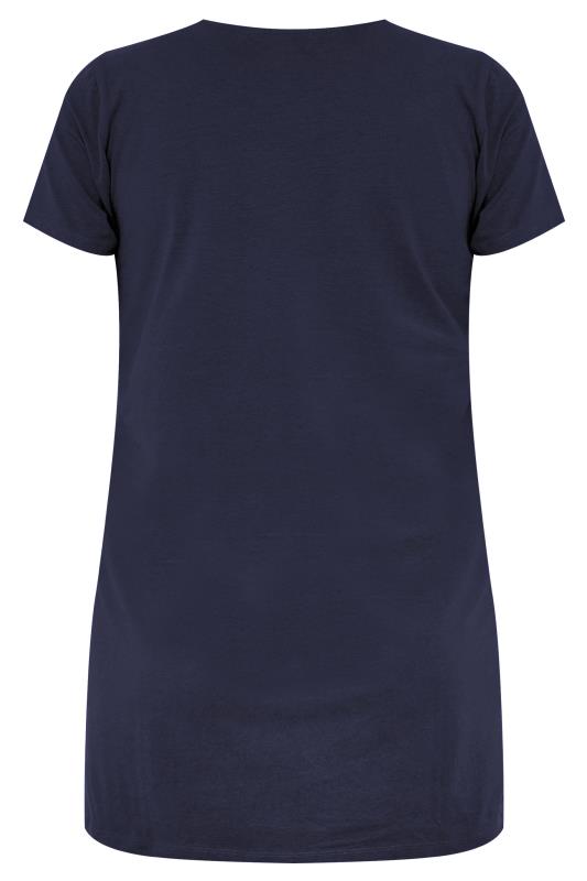 Plus Size Navy Blue Longline T-Shirt | Yours Clothing 5