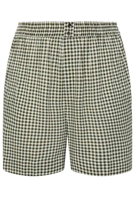 YOURS Plus Size Brown Gingham Shorts | Yours Clothing 1