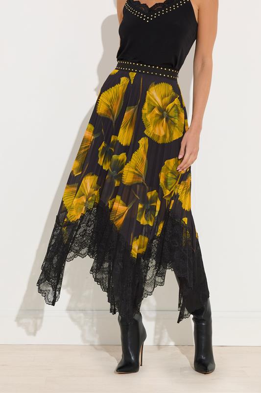 STAR Yellow Floral Pleated Mesh Skirt | StarByJM 2