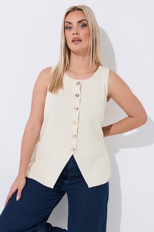LIMITED COLLECTION Curve Cream Compact Knitted Waistcoat
