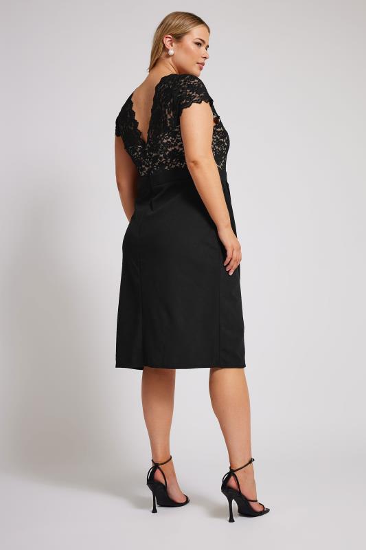 YOURS LONDON Plus Size Black Lace Midi Dress | Yours Clothing 3