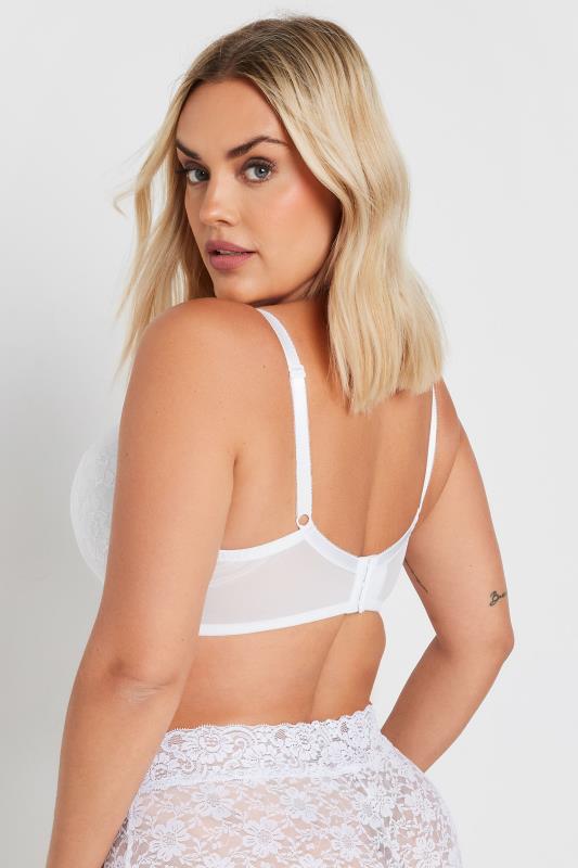 YOURS Plus Size White Lace Padded Plunge Bra | Yours Clothing  3