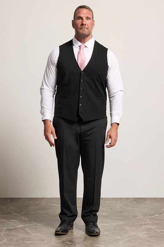 D555 Big & Tall Black Suit Waistcoat | BadRhino 1
